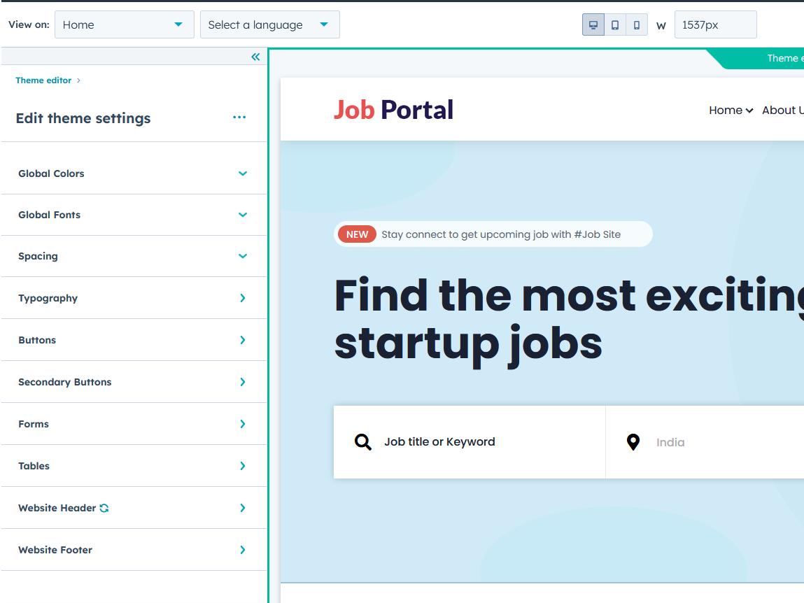 Global Theme Settings Features