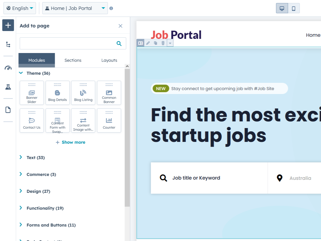 Easy to Edit and fully Drag and Drop Template Modules